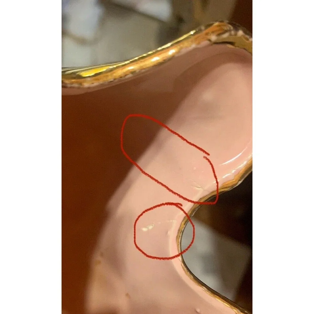 Hollywood Regency Vase MCM Dripping 22K Gold Pink Made in USA stamped  READ - Picture 12 of 12